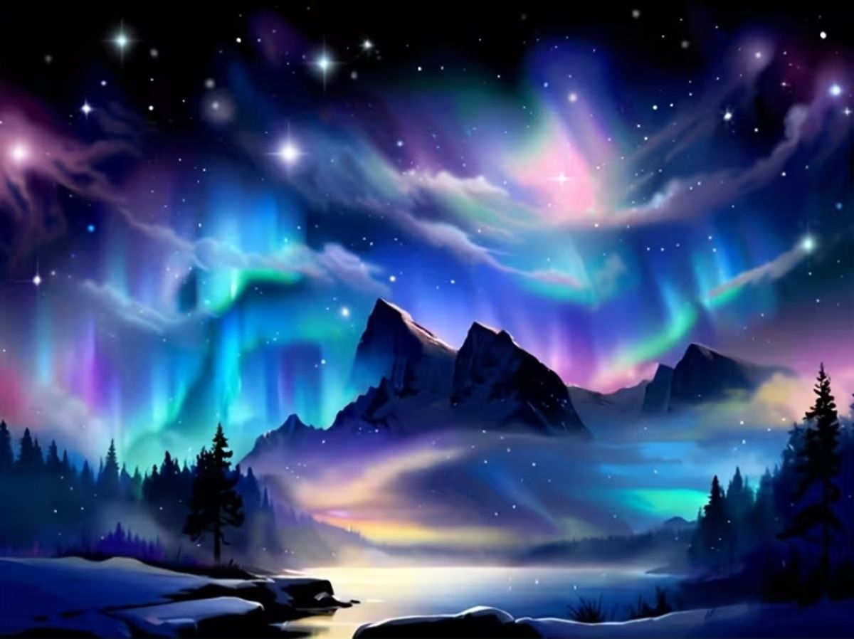 Nordlys, 35 x 25 cm