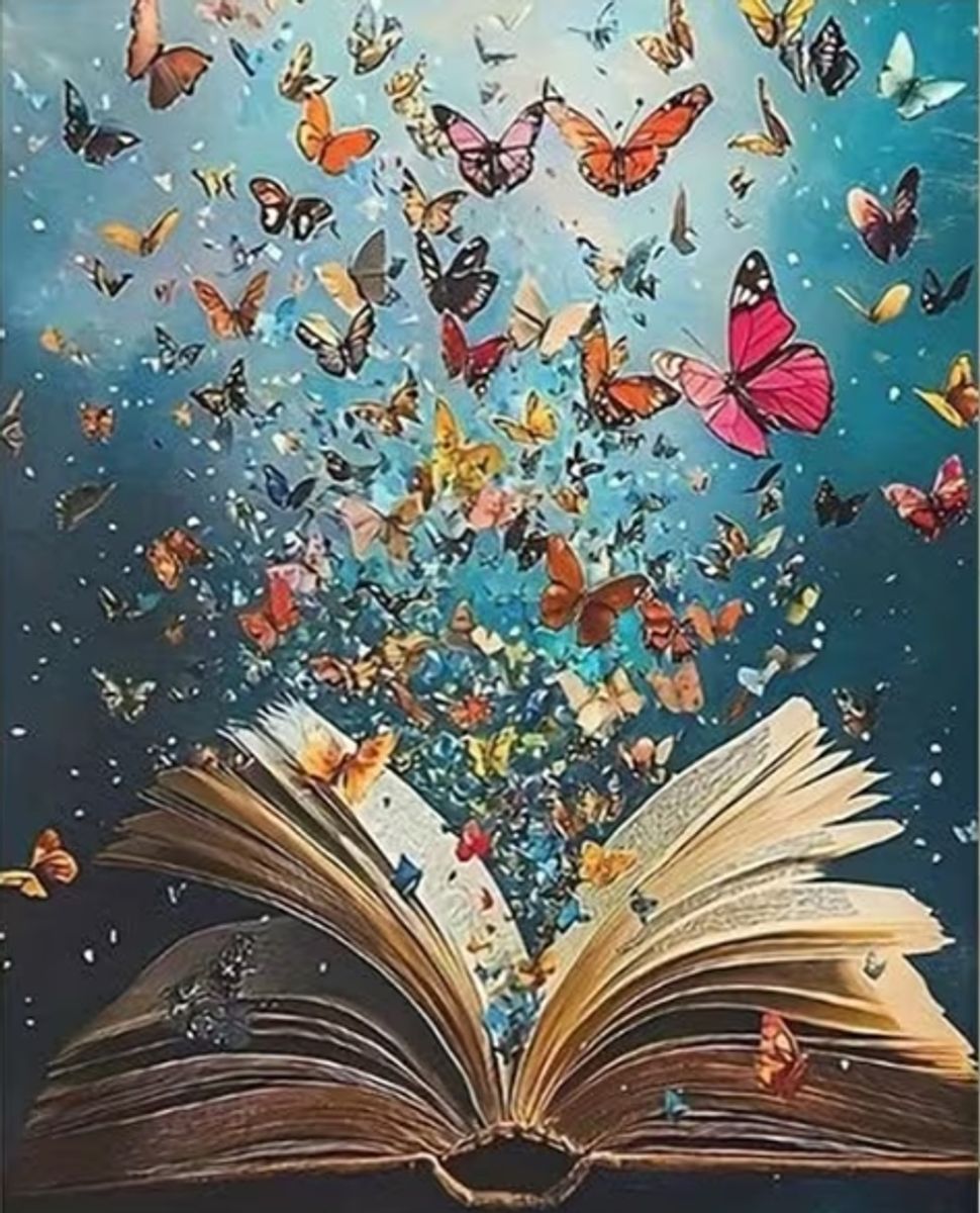 Sommerfugler i boken, 40 x 50 cm