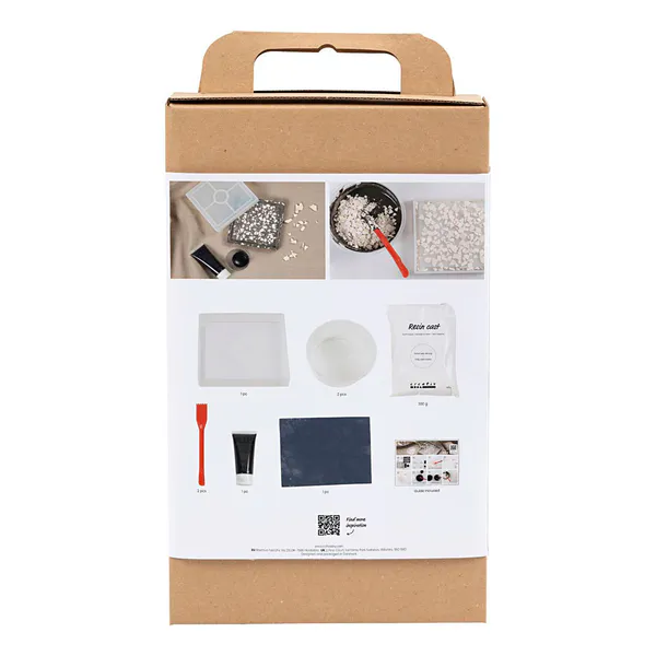 Hovedbilde DIY kit, resin støping med terrazzo-flak