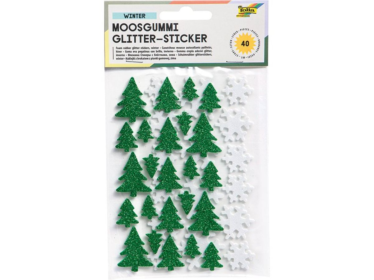 Klistremerker mosgummi med glitter – Vinter