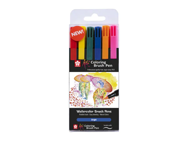 Hovedbilde Watercolor Brush Pens 6 stk - Bright