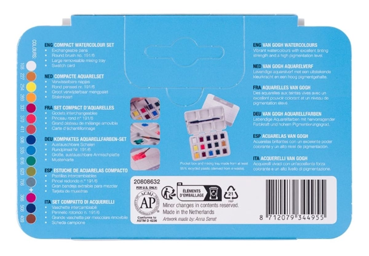 Van Gogh Akvarell Pocketbox Sett – 12+3 – Inkl pensel